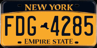 NY license plate FDG4285