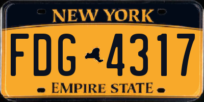 NY license plate FDG4317
