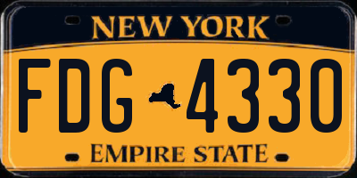 NY license plate FDG4330
