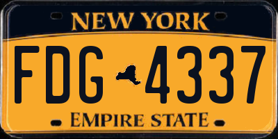 NY license plate FDG4337