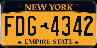 NY license plate FDG4342