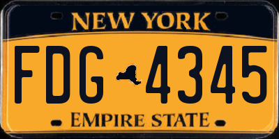 NY license plate FDG4345