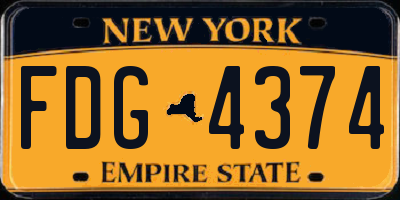 NY license plate FDG4374
