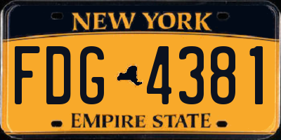 NY license plate FDG4381