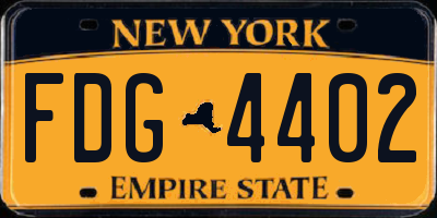 NY license plate FDG4402