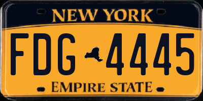 NY license plate FDG4445