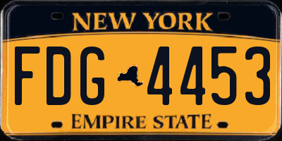 NY license plate FDG4453