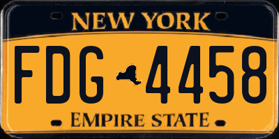 NY license plate FDG4458