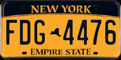 NY license plate FDG4476