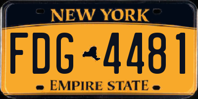 NY license plate FDG4481