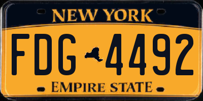NY license plate FDG4492