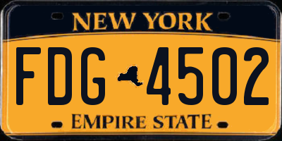 NY license plate FDG4502