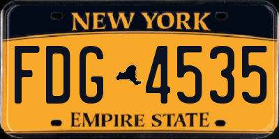 NY license plate FDG4535