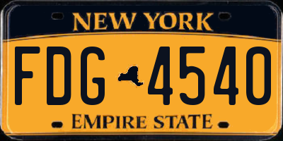 NY license plate FDG4540