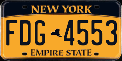 NY license plate FDG4553
