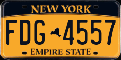NY license plate FDG4557