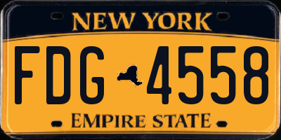 NY license plate FDG4558