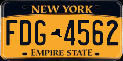 NY license plate FDG4562