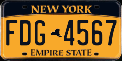 NY license plate FDG4567