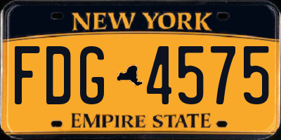 NY license plate FDG4575