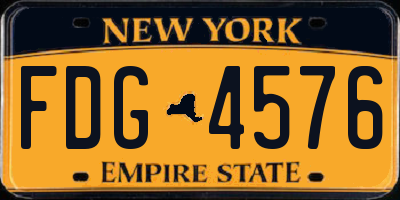 NY license plate FDG4576