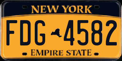 NY license plate FDG4582