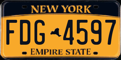 NY license plate FDG4597