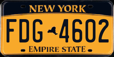 NY license plate FDG4602