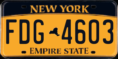 NY license plate FDG4603