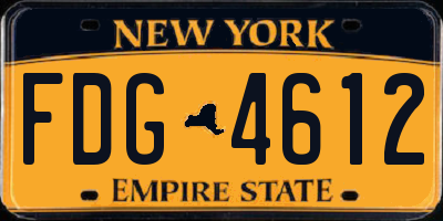 NY license plate FDG4612