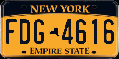 NY license plate FDG4616