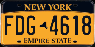 NY license plate FDG4618
