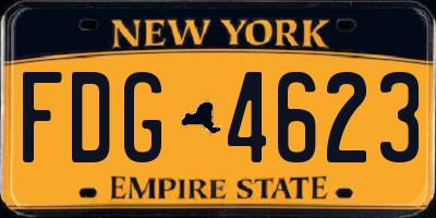 NY license plate FDG4623