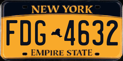 NY license plate FDG4632