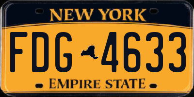 NY license plate FDG4633