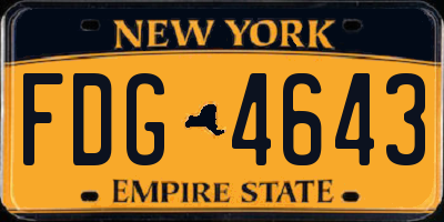 NY license plate FDG4643