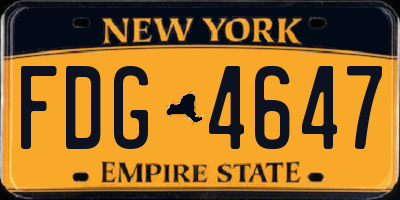 NY license plate FDG4647