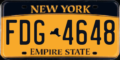 NY license plate FDG4648