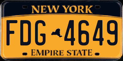 NY license plate FDG4649