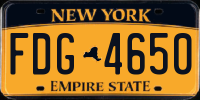NY license plate FDG4650