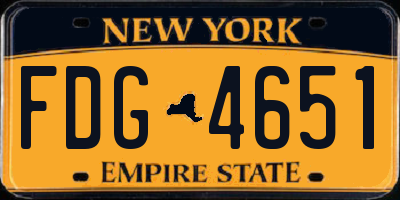 NY license plate FDG4651