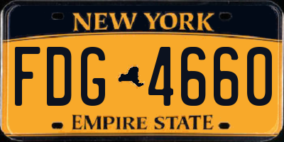 NY license plate FDG4660