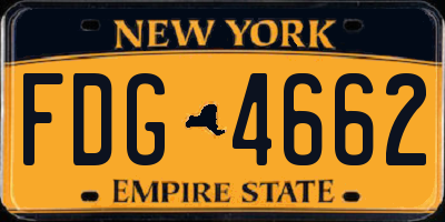 NY license plate FDG4662