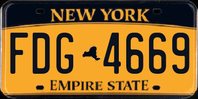 NY license plate FDG4669