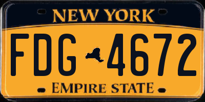 NY license plate FDG4672