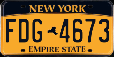 NY license plate FDG4673