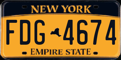 NY license plate FDG4674