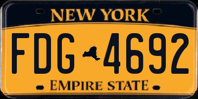 NY license plate FDG4692
