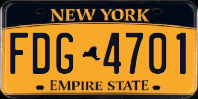 NY license plate FDG4701