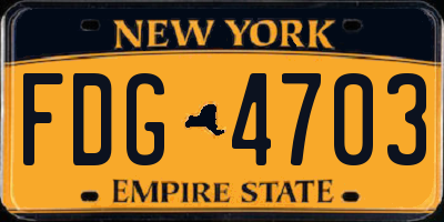 NY license plate FDG4703